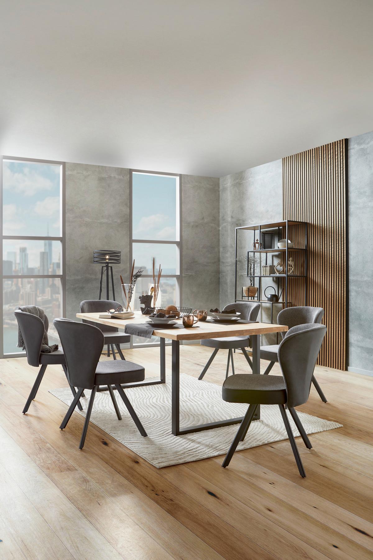 Esstisch mit Massivholz-Platte Barbara 200x100 cm Eiche - Eichefarben/Schwarz, MODERN, Holzwerkstoff/Metall (200/75/100cm)
