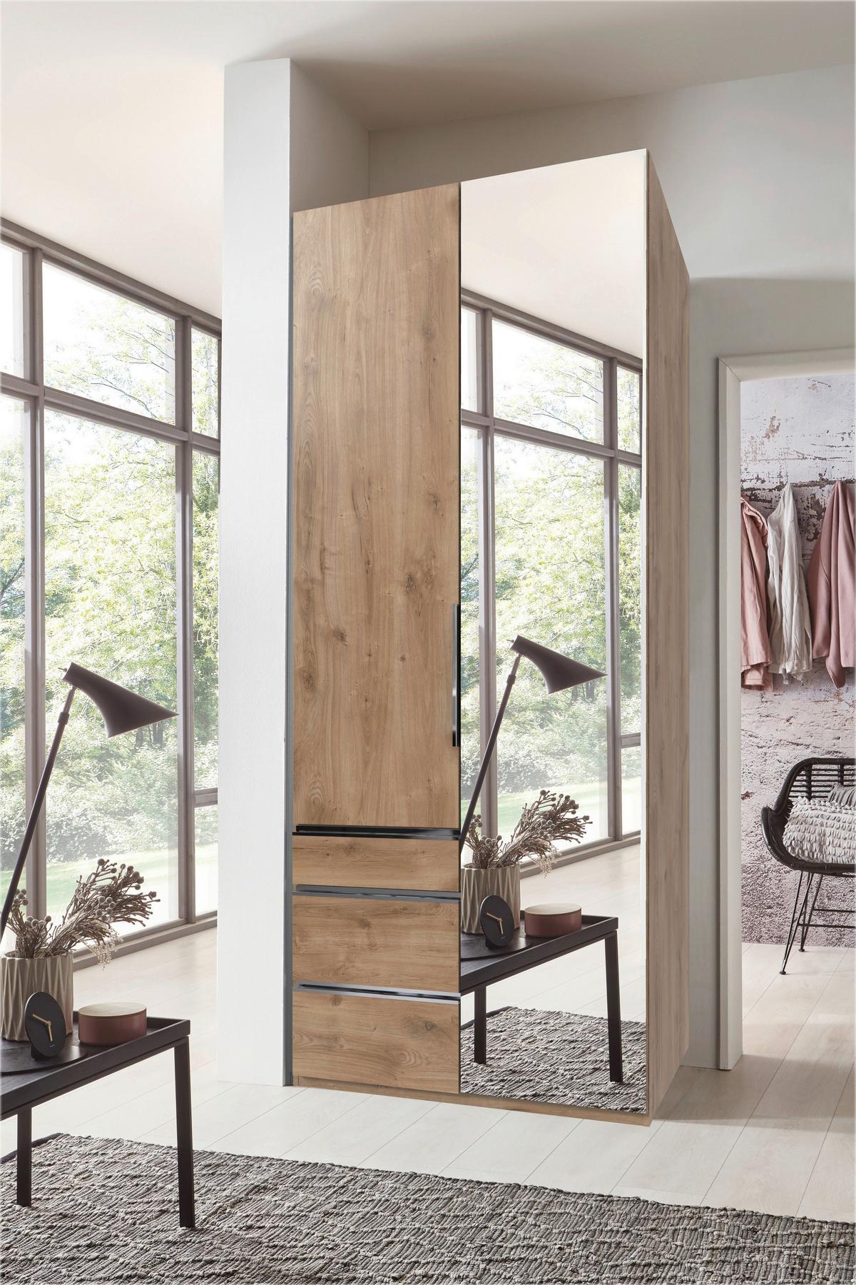 Drehtürenschrank Level 36 A Plankeneiche Dekor, B: 100cm - Plankeneiche, KONVENTIONELL, Glas/Holzwerkstoff (100/236/58cm) - MID.YOU