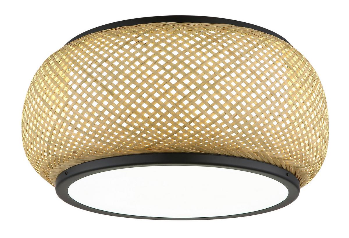 LED-Deckenleuchte 3000/4000/6000k - Schwarz/Naturfarben, Design, Holz/Kunststoff (38/19,2cm) - Globo