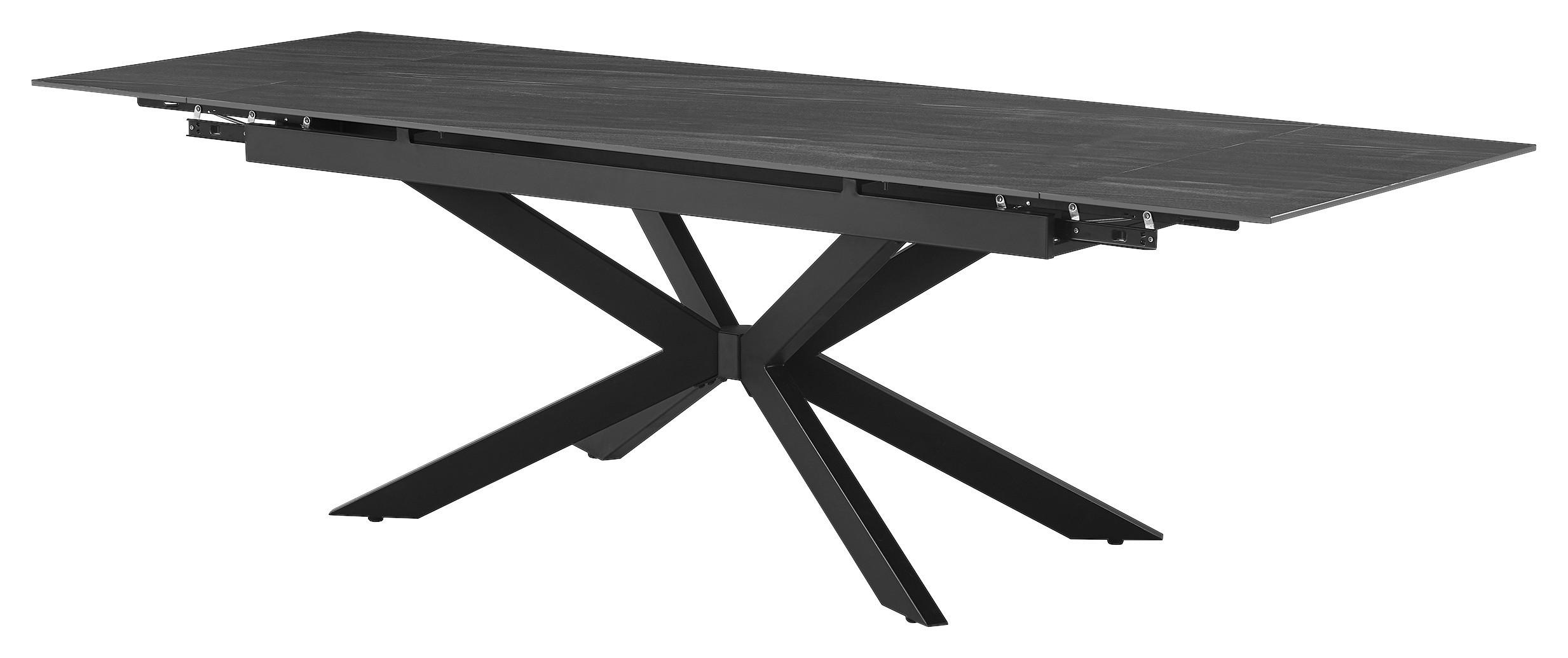 Ausziehtisch Andi Keramikplatte, ausziehbar - Schwarz/Grau, MODERN, Keramik/Metall (180-260/76/90cm)