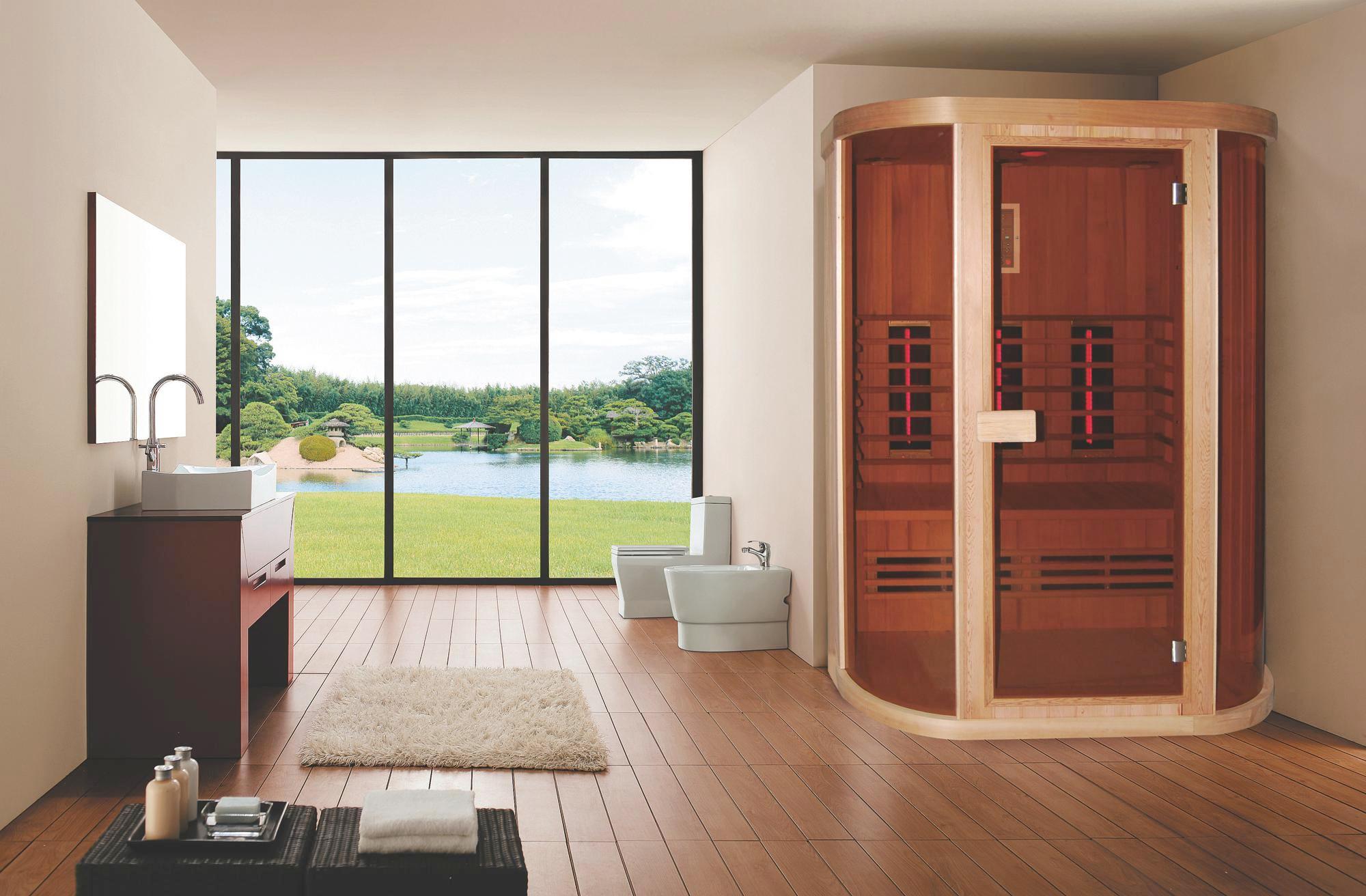 Infrarot Wärmekabine Nordic Comfort B/H/T: 152/195/112cm - Naturfarben, KONVENTIONELL, Glas/Holz (152/195/112cm)