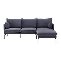 Rohová sedačka ROSA, pravá, šedý samet - šedá/černá, Moderní, kov/textil (226/163cm) - Bessagi Home
