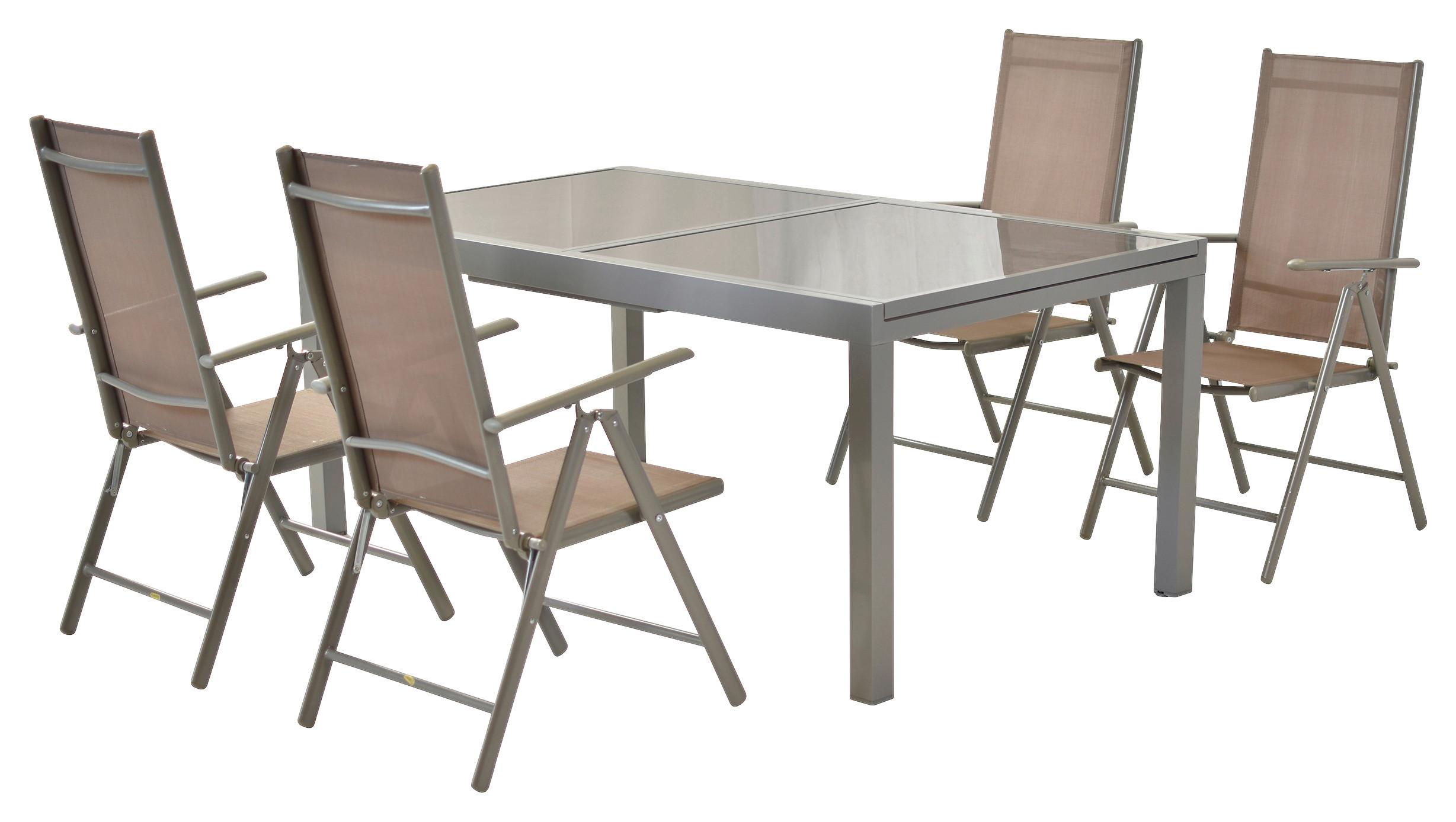 Gartenset Amalfi - Taupe/Silberfarben, MODERN, Textil/Metall - Gardenson