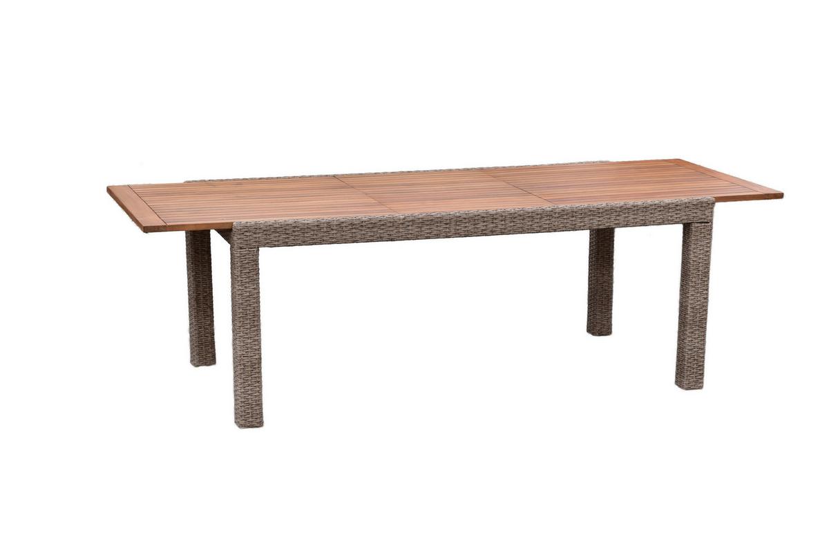 Gartentischgruppe Avellino 9--Teilig. Aus Akazie - Beige/Beigebraun, KONVENTIONELL, Holz/Kunststoff - Gardenson