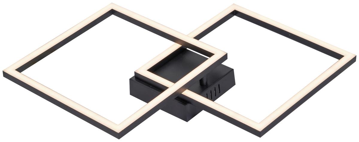 Led-deckenleuchte Julian L: 55,8 Cm - Opal/Schwarz, MODERN, Kunststoff/Metall (55,8/39,5/6,7cm) - Luca Bessoni