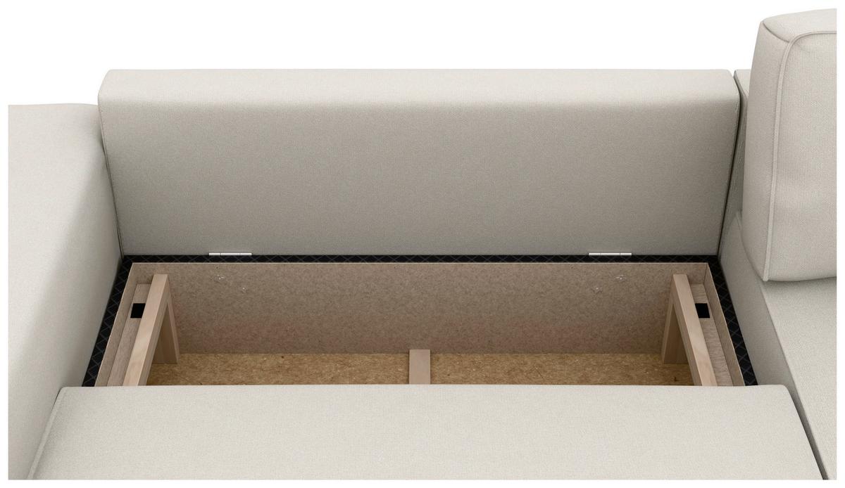 Ecksofa Chance Sandfarben S: 265x164 cm - Sandfarben/Schwarz, MODERN, Textil (265/164cm) - Trendmanufaktur