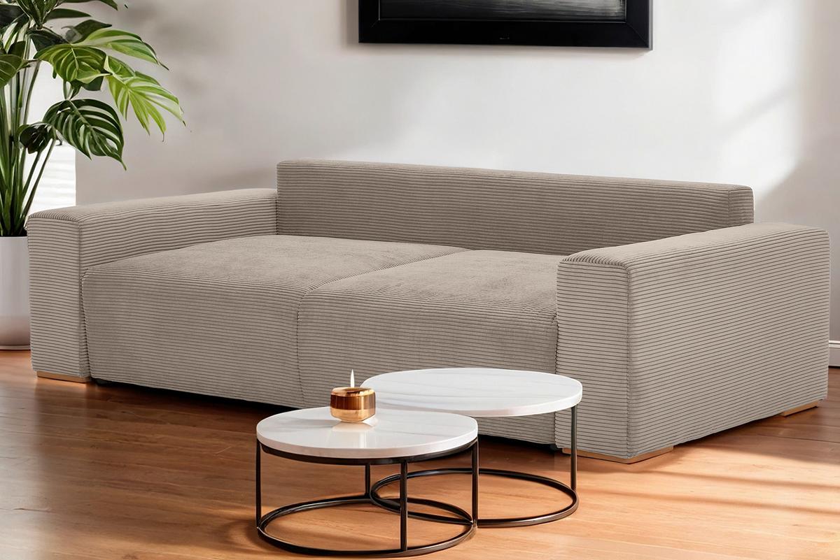 Schlafsofa Vouge Taupe Bettkasten, B: 255 Cm - Taupe/Buchefarben, KONVENTIONELL, Textil (255/86/123cm) - Livetastic