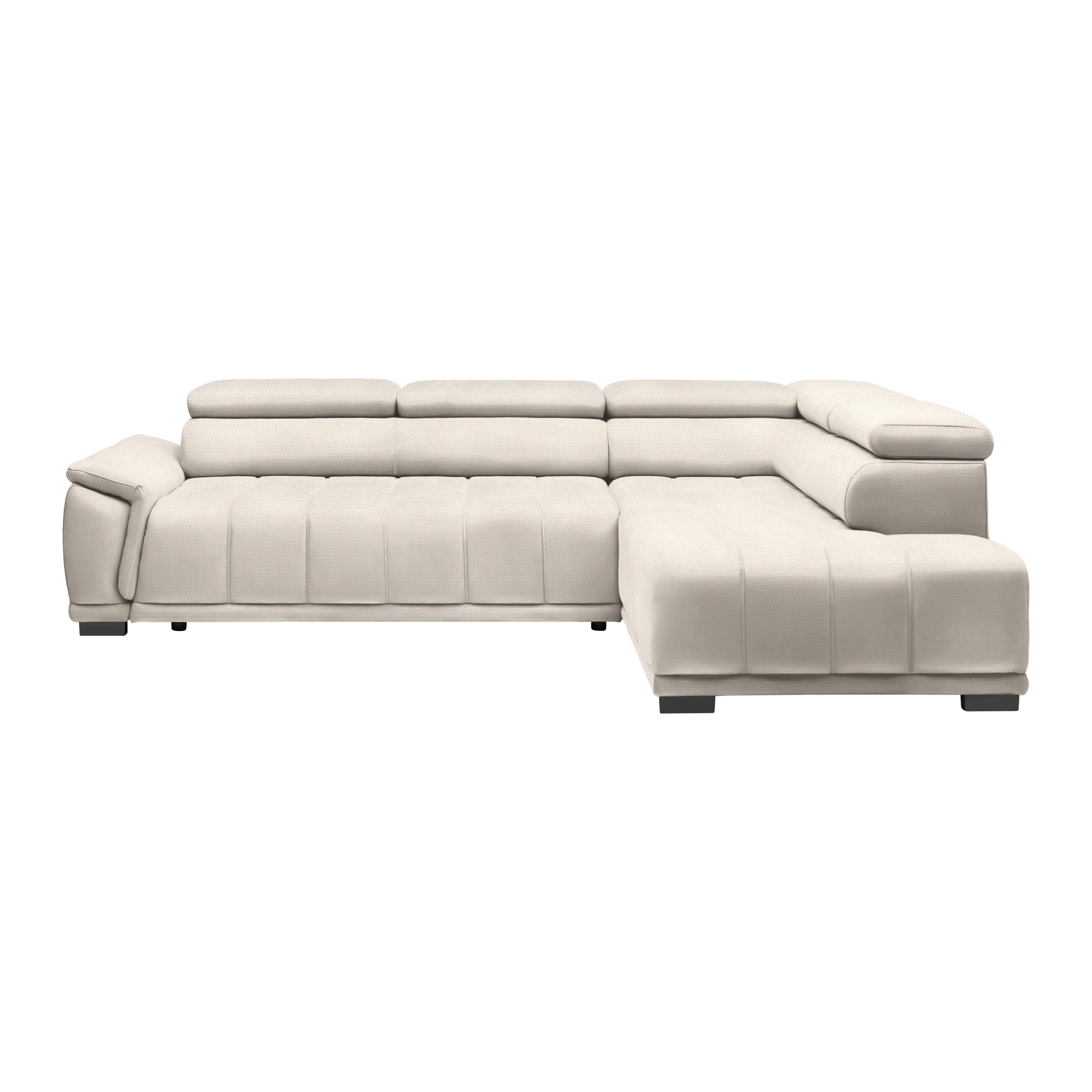 Rohová sedačka GRINALDI, pravá, perleťová - černá/perleť, Moderní, textil/plast (283/206cm) - Premium Living