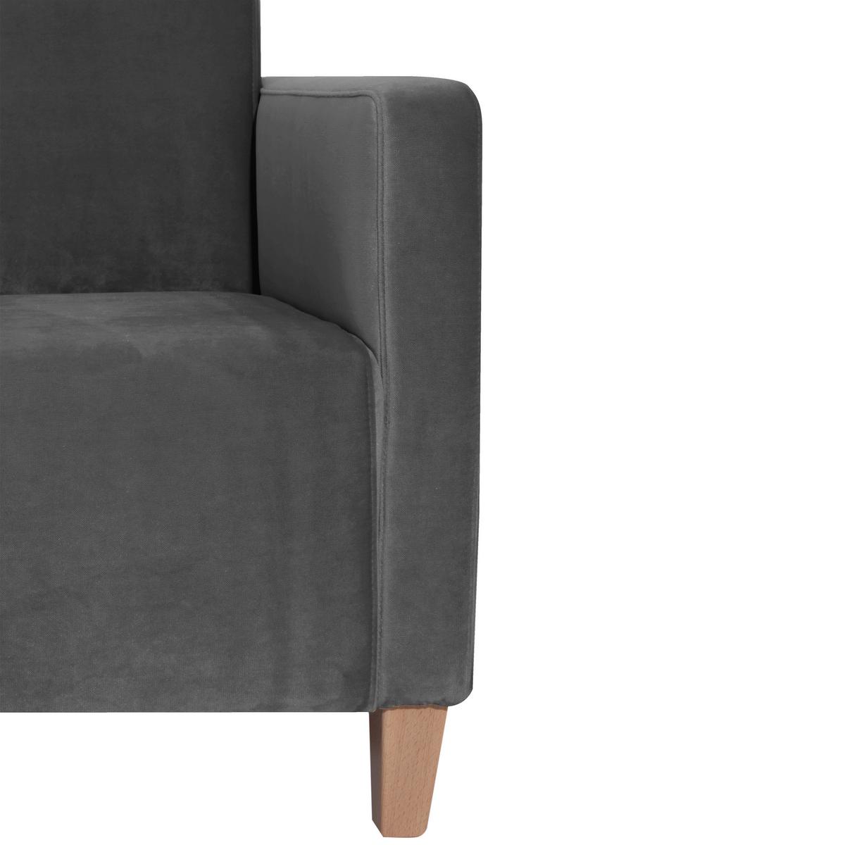 Polstersessel Mit Armlehnen Milla Samt/velours Anthrazit - Anthrazit/Naturfarben, Design, Textil (71/81/70cm) - Max Winzer