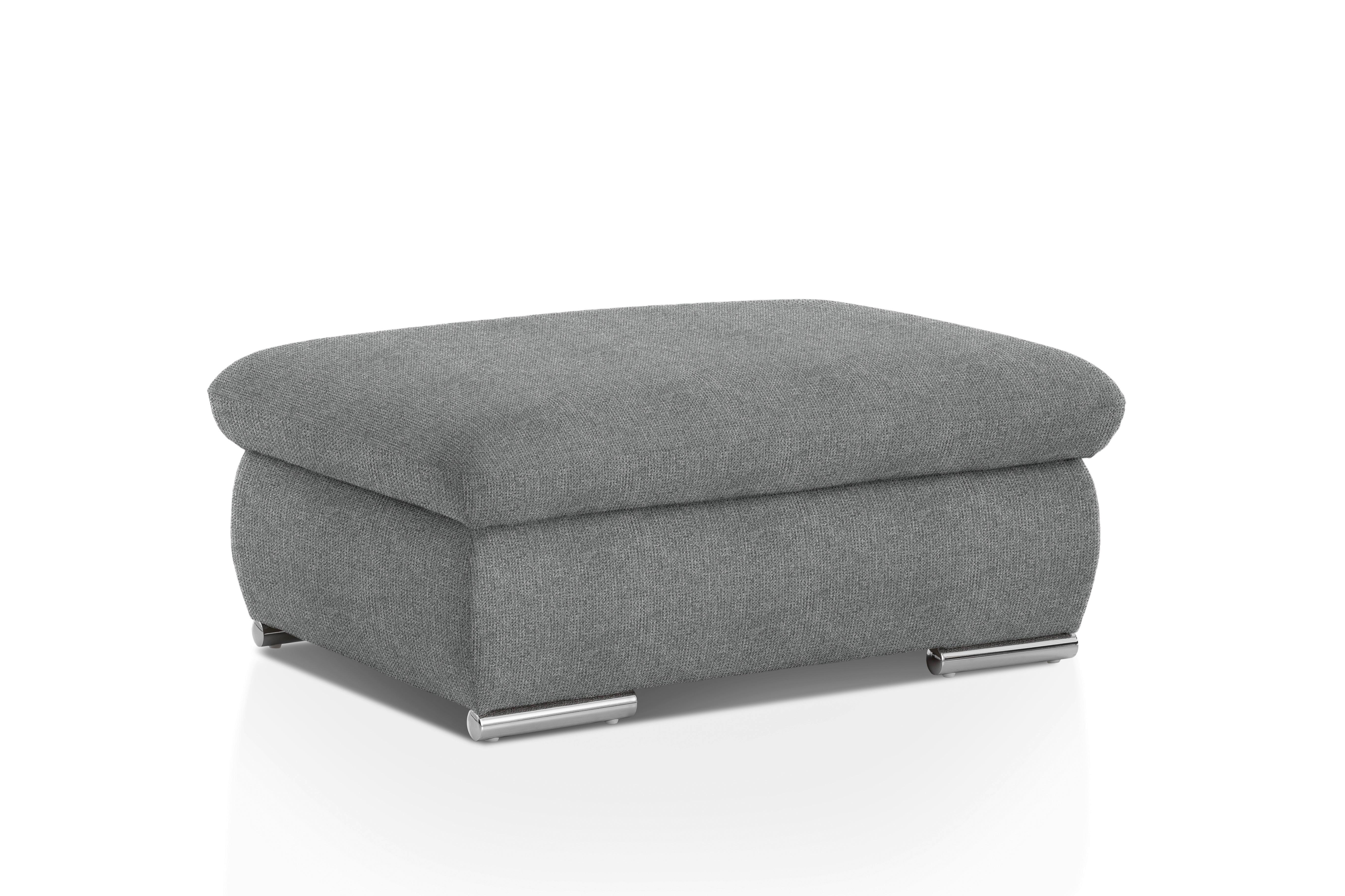 Polsterhocker Isona Dunkelgrau Chenille - Chromfarben/Dunkelgrau, Design, Textil (101/45/74cm) - Livetastic
