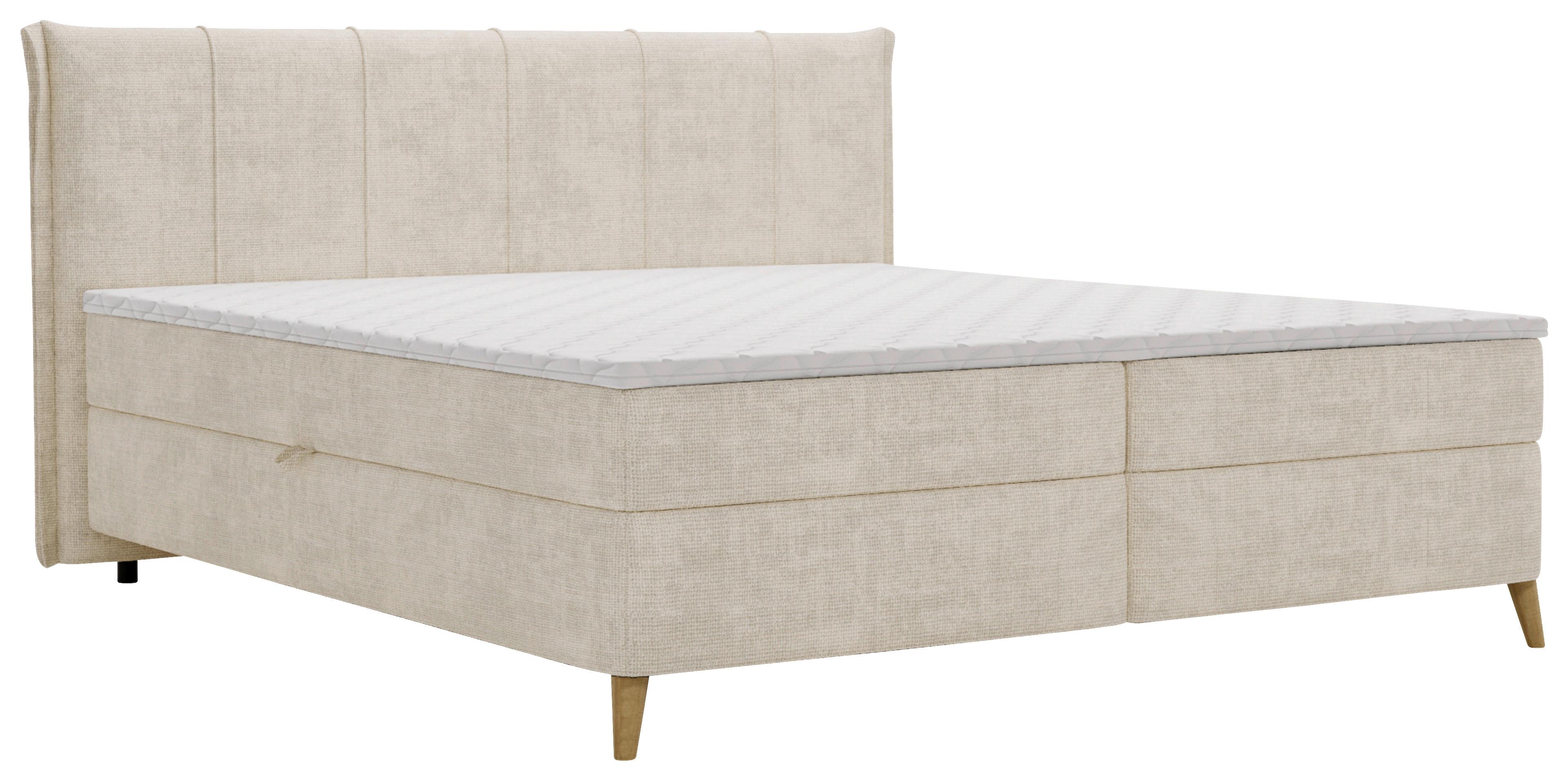 Americká posteľ VELORIA 180x200, béžová - prírodná farba/béžová, Konventionell, drevo/textil (180/200cm) - Mömax
