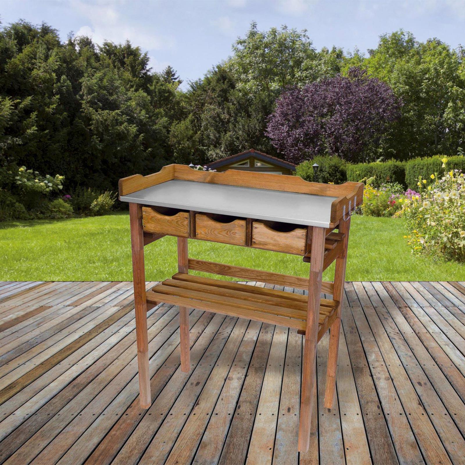 Pflanztisch Holz Mit 3 Laden und Ablage L/B/H: 78/38/94 cm