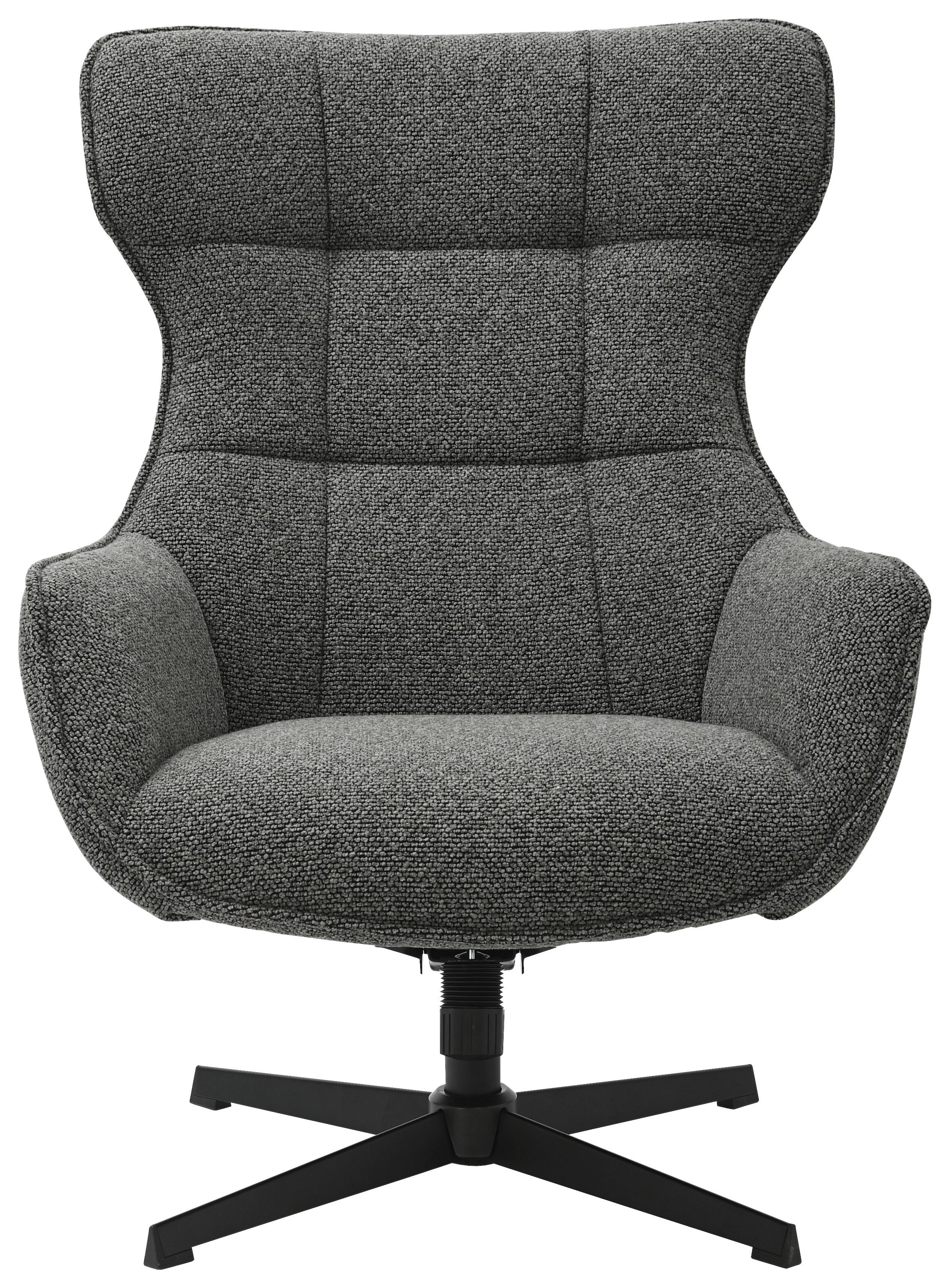 Relaxsessel Bogota Leinenoptik Grau, 360° Drehbar - Schwarz/Grau, MODERN, Textil/Metall (76/101/86cm) - Luca Bessoni