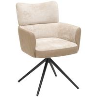 Armlehnstuhl Maja Webstoff Beige, B: 58 cm - Beige/Schwarz, KONVENTIONELL, Textil/Metall (58/84/64cm) - MID.YOU