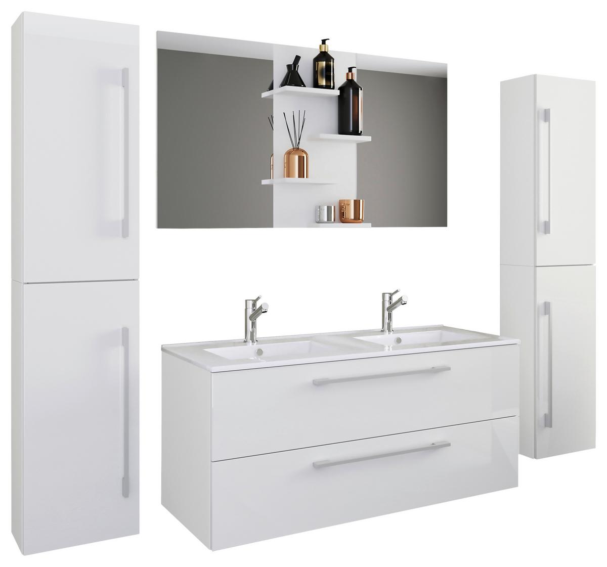 Badmöbel-set 5-tlg. Budasi B: 178 Cm Weiß Dekor - Weiß, MODERN, Keramik/Holzwerkstoff (178cm) - MID.YOU