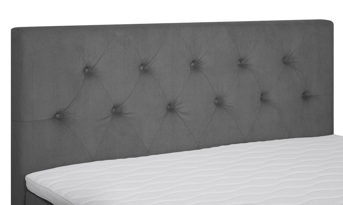 Boxspringbett Mit Topper + Matratze 180x200 Cm Paula - Dunkelgrau/Alufarben, MODERN, Textil (180/200cm) - Livetastic
