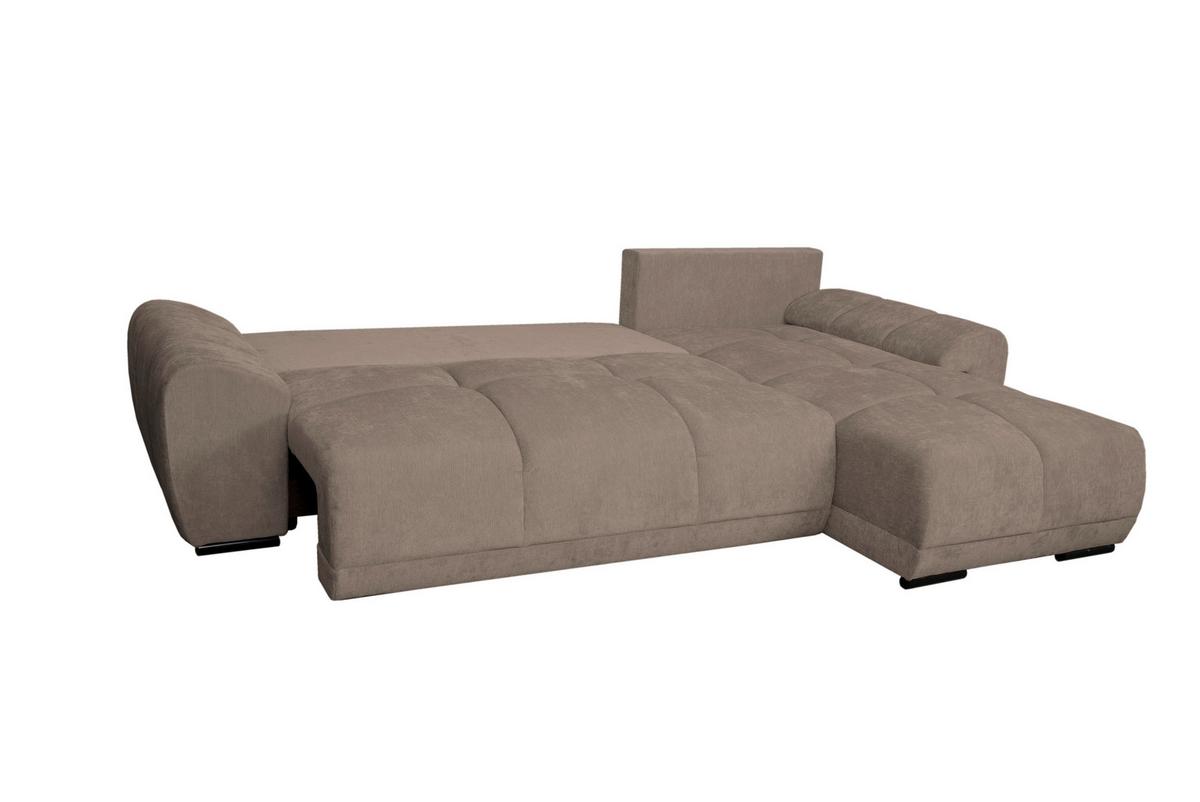 Rohová sedačka BONN, oboustranná, šedohnědá žinylka - černá/šedohnědá, Moderní, textil/plast (296/182cm)