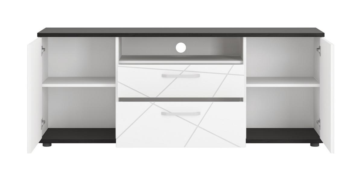 Tv-element Venezia Eiche Dunkel/weiß B: 161,4 Cm - Eiche dunkel/Weiß Hochglanz, MODERN, Holzwerkstoff (161,4/64,5/40cm)