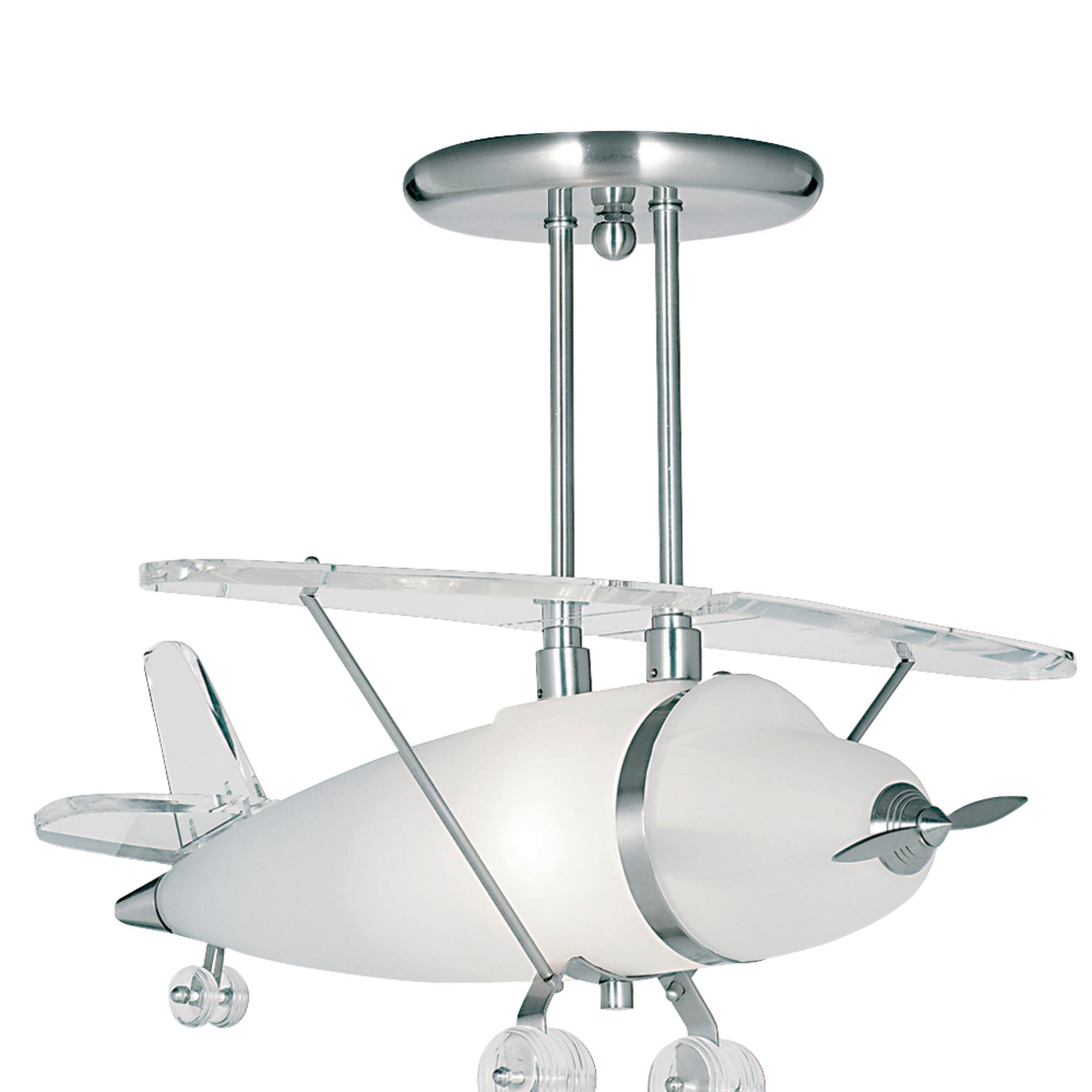 Kinderhängeleuchte Novelty Airplane 737 - Silberfarben, Trend, Glas/Kunststoff (49/47/39cm)