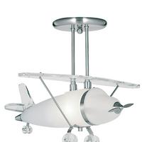 Kinderhängeleuchte Novelty Airplane 737 - Silberfarben, Trend, Glas/Kunststoff (49/47/39cm)