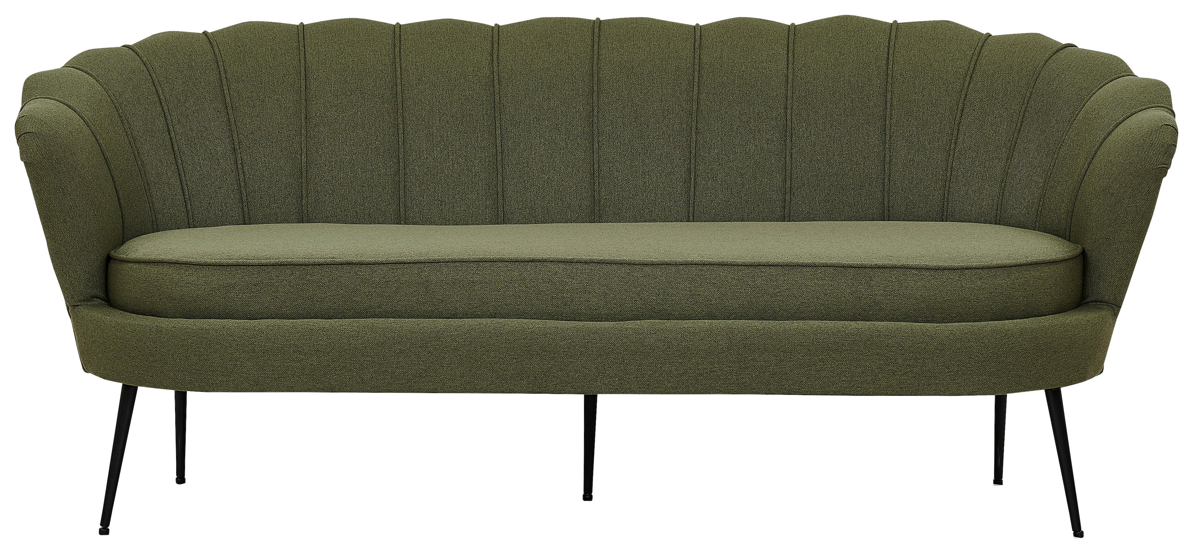 2-sitzer-sofa Calais - Schwarz/Olivgrün, Design, Textil/Metall (180/78.5/78cm) - Livetastic