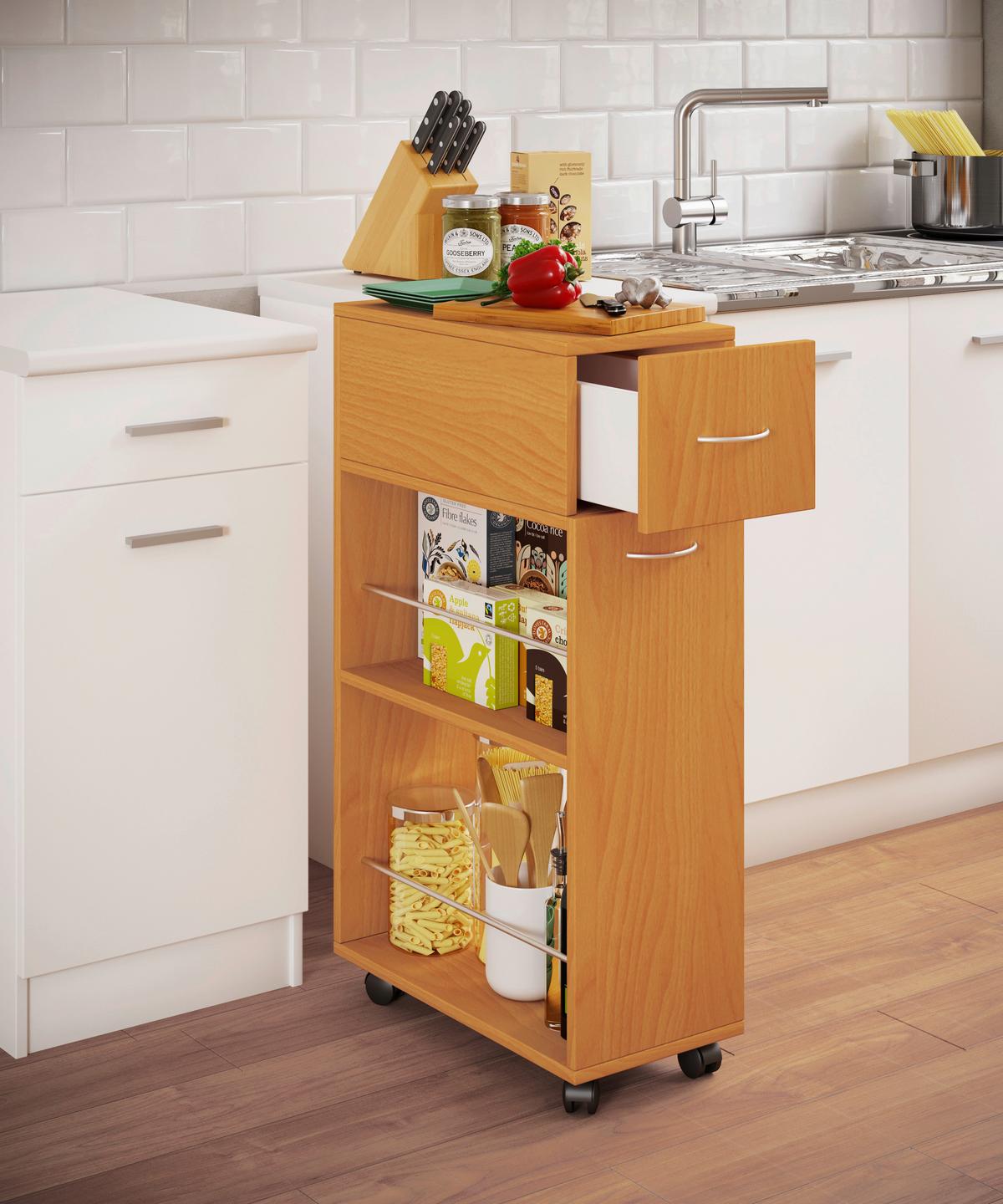 Allzweckwagen Tusal Sb Buchefarben B: 50 cm - Buchefarben, MODERN, Holzwerkstoff/Kunststoff (25/50/85cm) - MID.YOU