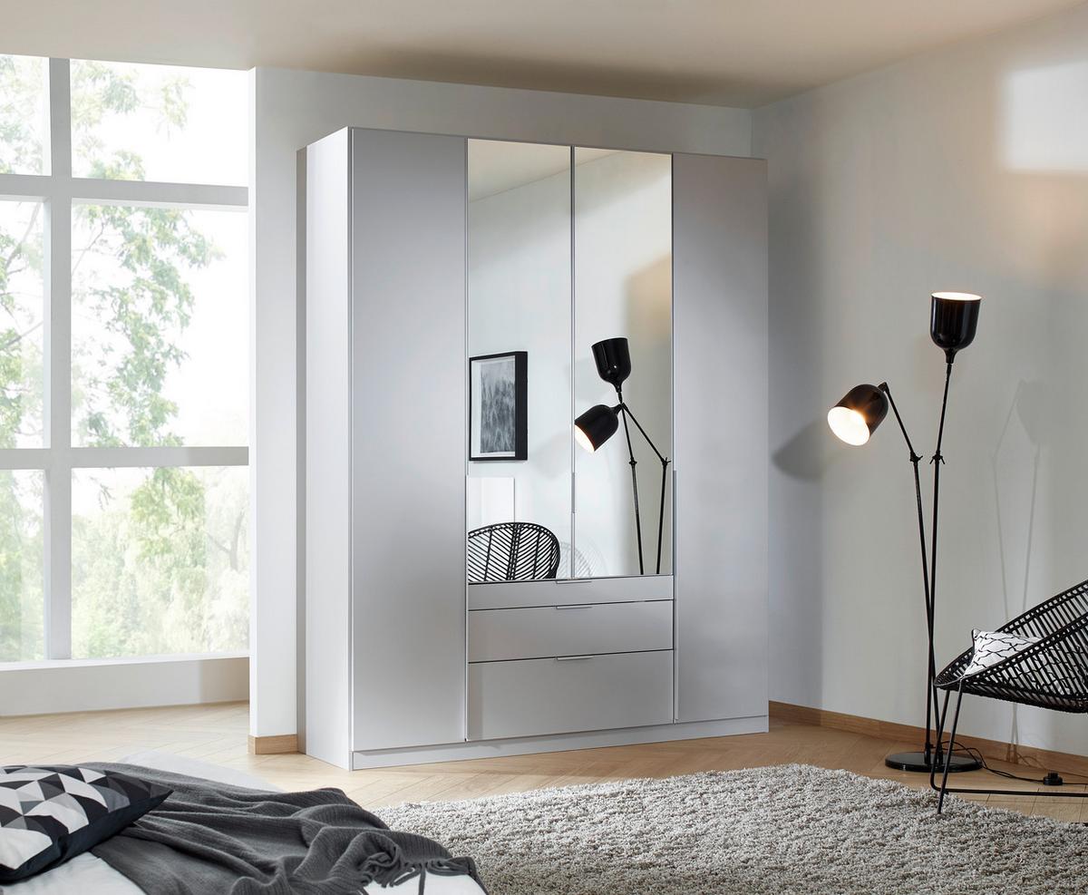 Drehtürenschrank Mit Spiegel B: 181 cm Alabama Hellgrau - Silberfarben/Hellgrau, MODERN, Holzwerkstoff (181/229/54cm)