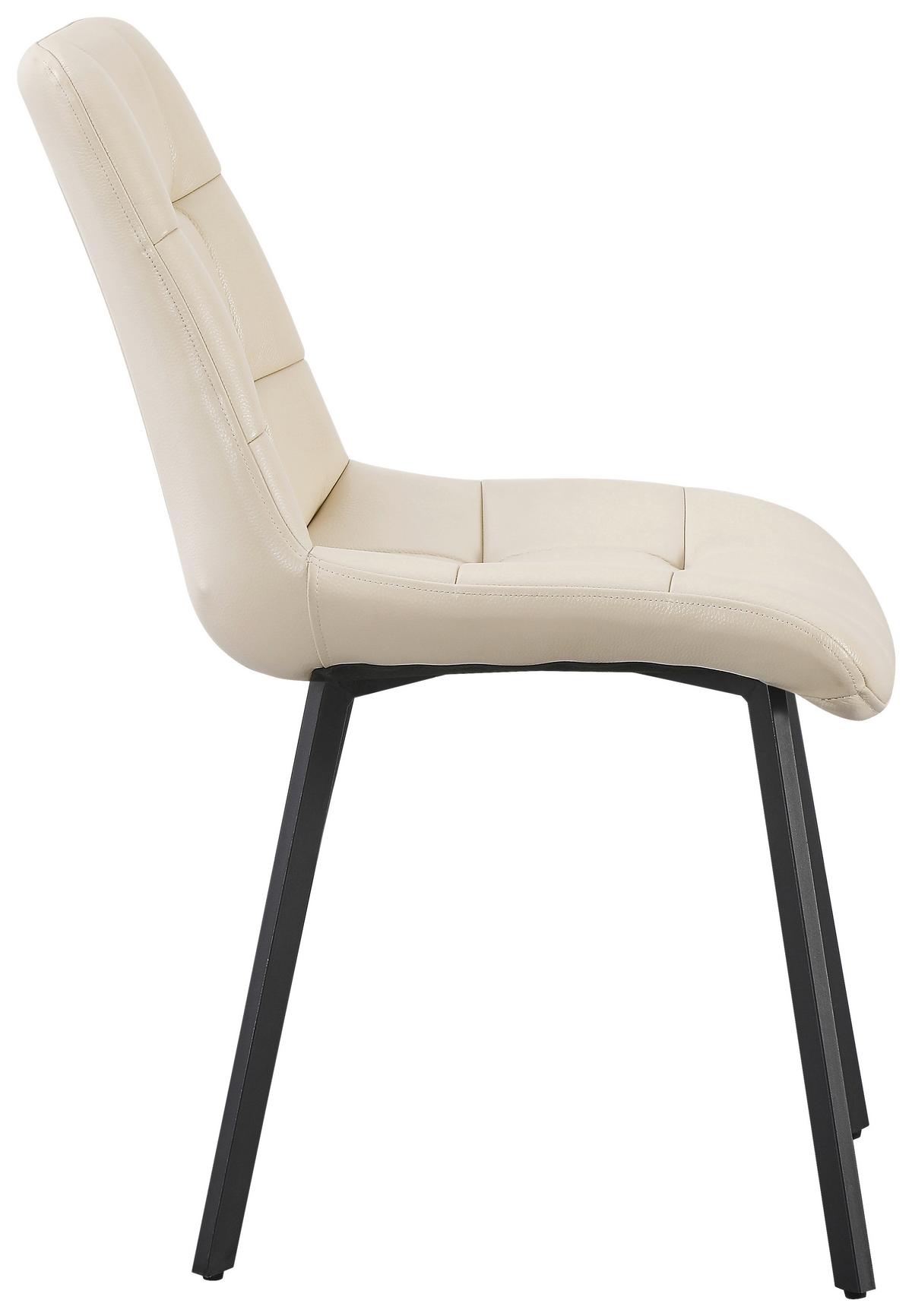 Vierfußstuhl Neva Beige B: 51 cm - Beige/Schwarz, MODERN, Leder/Metall (51/88/62cm) - Livetastic