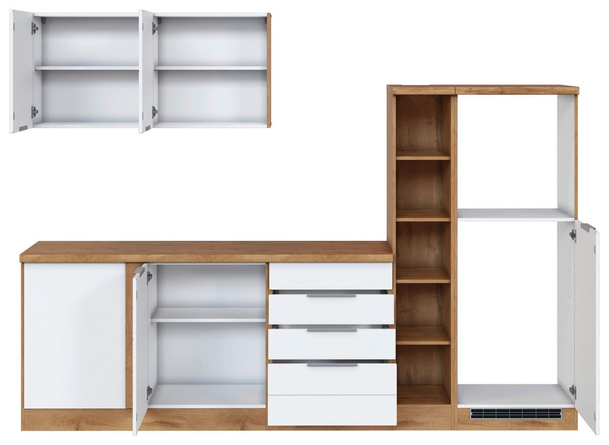 Eckküche Florenz ohne Geräte 240x270 cm Weiß/Eichefarben - Eiche Wotan/Weiß, Design, Holzwerkstoff (240/270cm) - Held