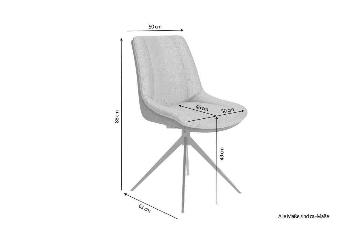 Stuhl-set Phoenix - Dunkelgrau/Schwarz, MODERN, Textil/Metall (50/88/62cm) - MID.YOU