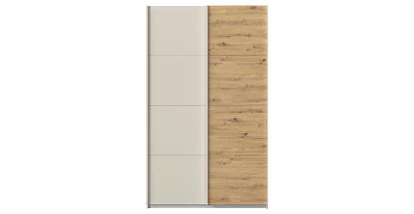 Schwebetürenschrank Feldkirch 136cm Champagner/Eiche Artisan - Champagner/Eiche Artisan, Trend, Holzwerkstoff (136/229/61cm) - Luca Bessoni