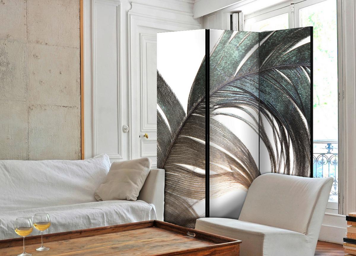 Paravent Mintgrün Ecru B: 135 cm - Ecru/Mintgrün, Basics, Holz/Textil (135/172/3cm) - artgeist