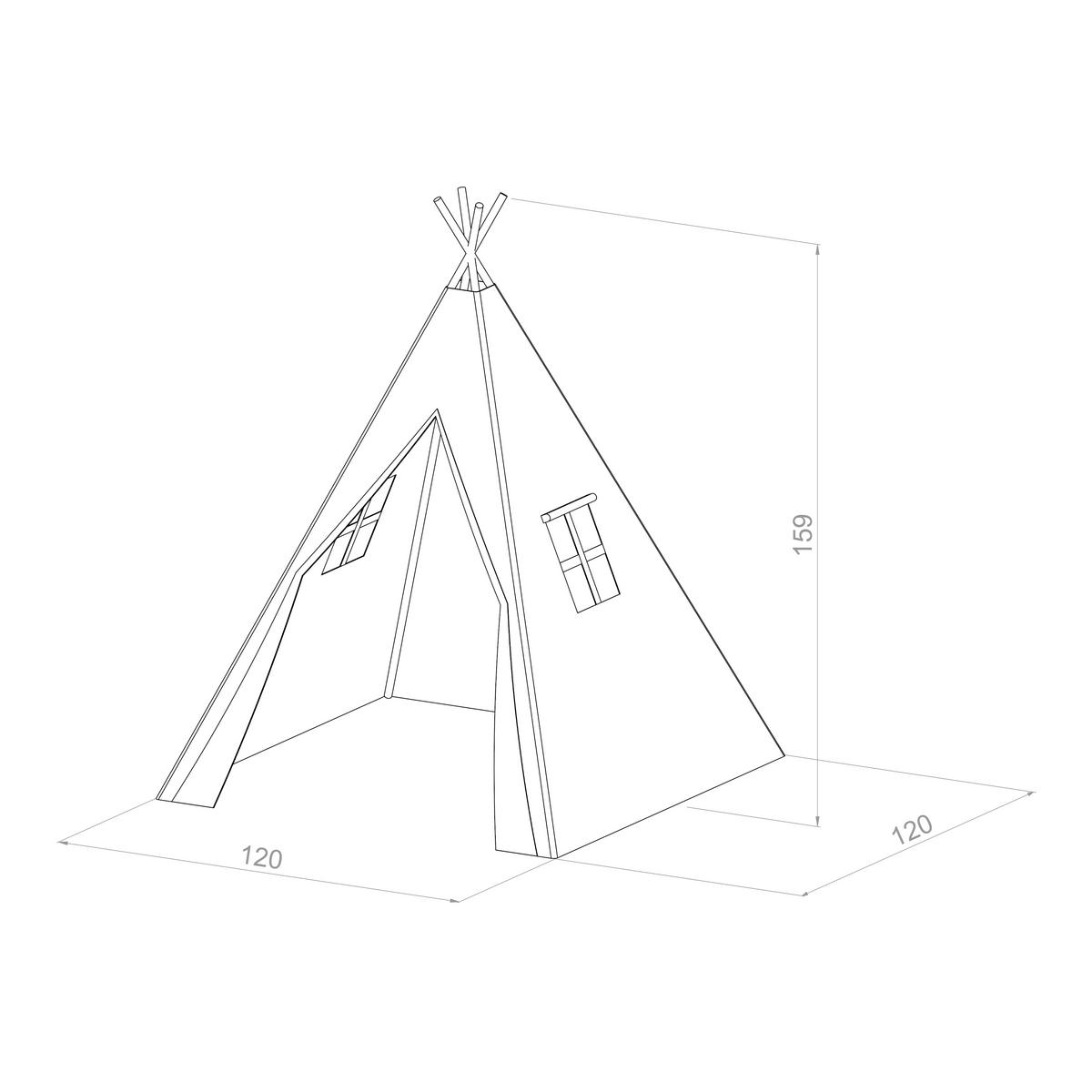 Spielzelt Tipi Mit Fenster Grau Sunny - Grau, LIFESTYLE, Textil (120/159,/120cm) - Ambia Garden