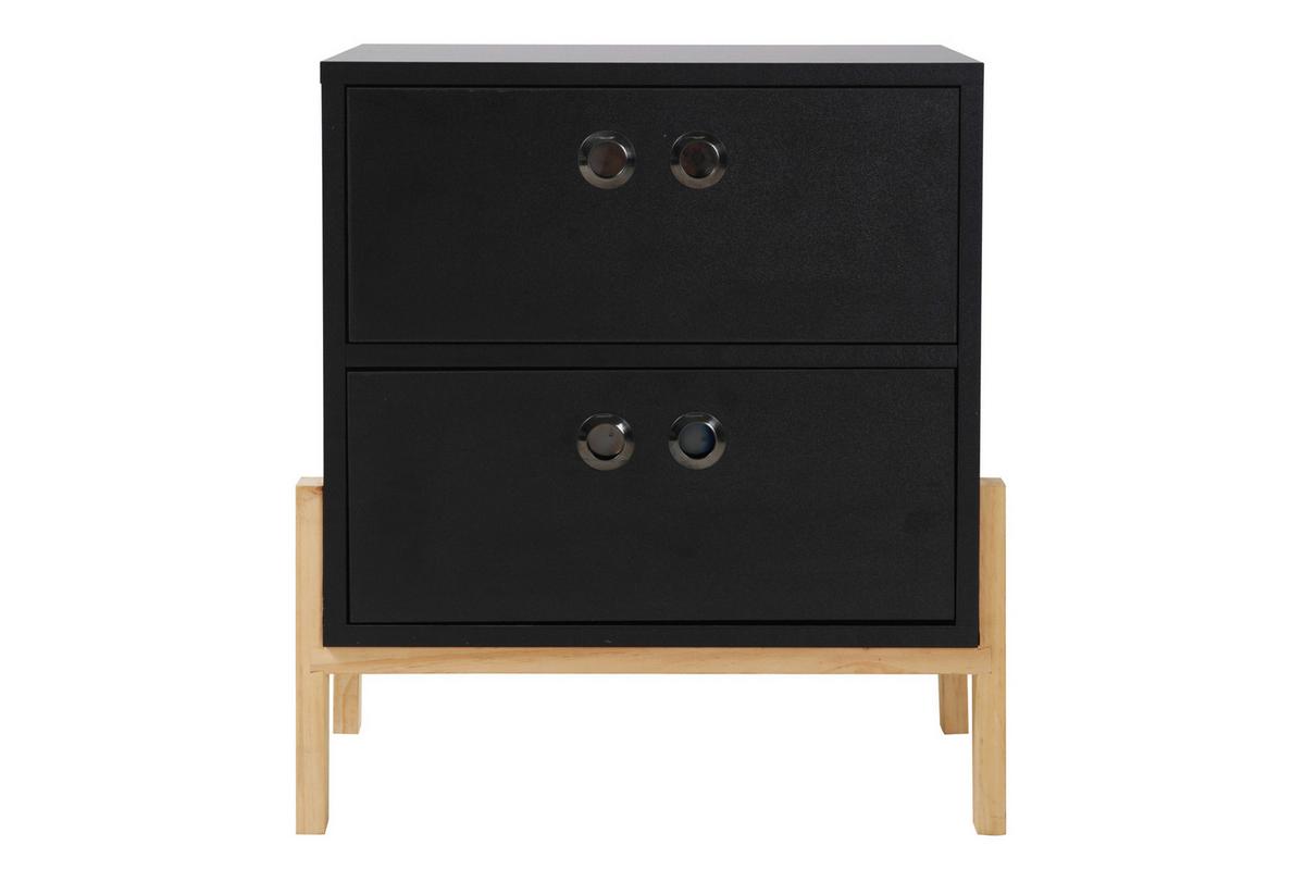 Kommode Schwarz B: 50cm - Schwarz/Naturfarben, Design, Holzwerkstoff (50/55/35cm) - Livetastic