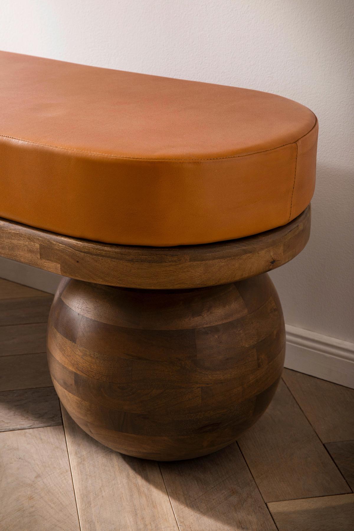 Sitzbank Braun B: 140 cm - Braun, Design, Leder (140/47/40cm) - Livetastic