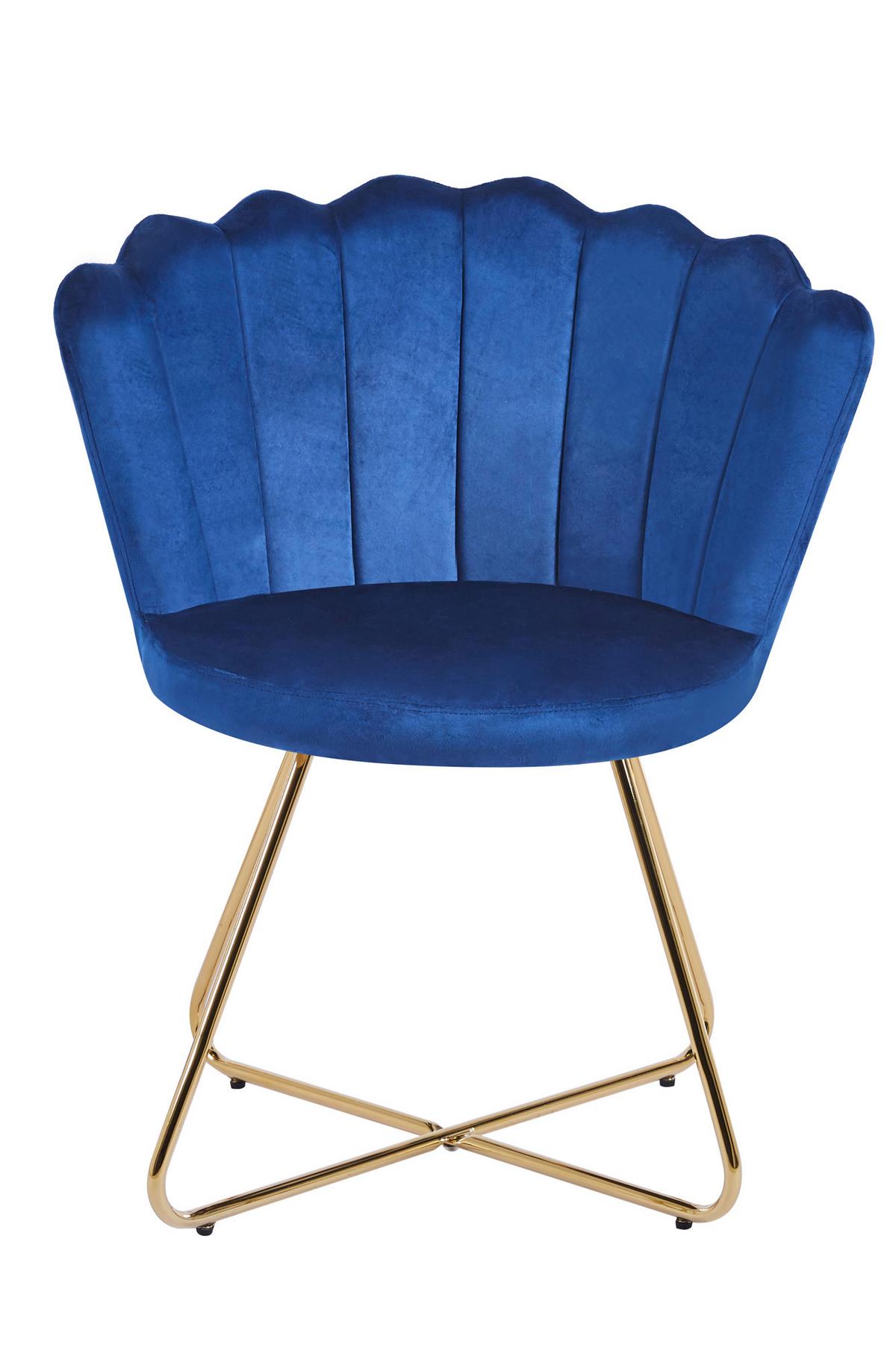 Stuhl-Set Dunkelblau B: 69,5 cm - Goldfarben/Dunkelblau, MODERN, Textil/Metall (69,5/85/66cm) - Livetastic