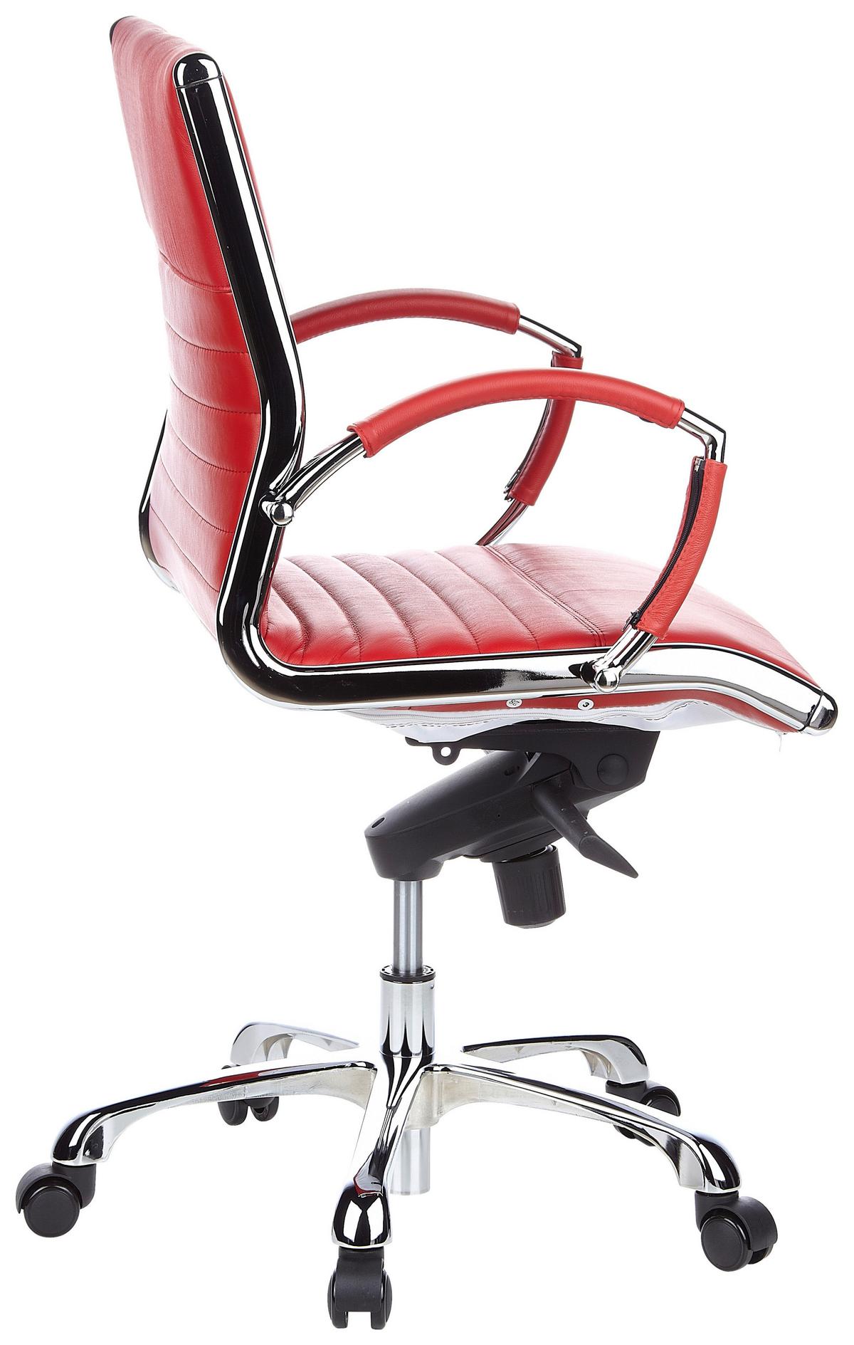 Bürostuhl Parma Mit Wippfunktion Rot Bis 110 Kg - Chromfarben/Rot, MODERN, Leder/Kunststoff (60/111/50cm) - MID.YOU