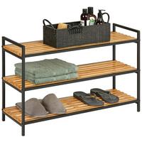 Regál na boty AZRA II - čierna/prírodná farba, Modern, kov/prírodné materiály (70/48,5/30cm) - Mömax