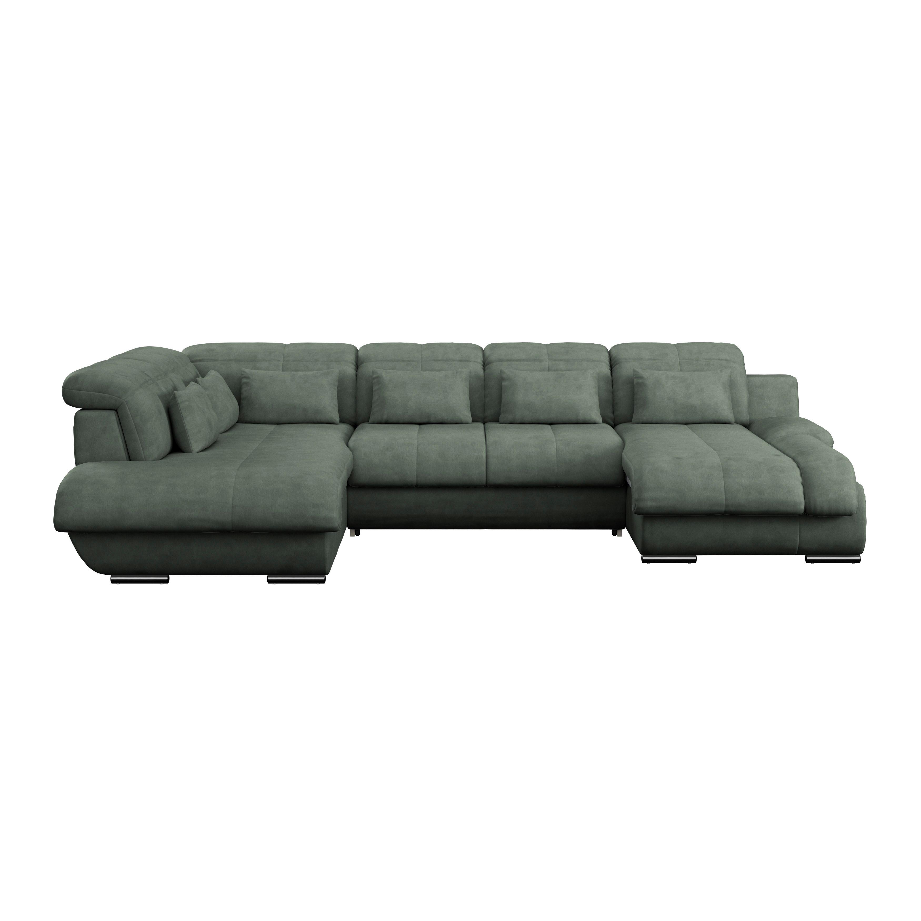Sedacia súprava MULTI tvar U, svetlozelená - svetlozelená/chrómová, Modern, kov/textil (228/345/184cm) - Luca Bessoni