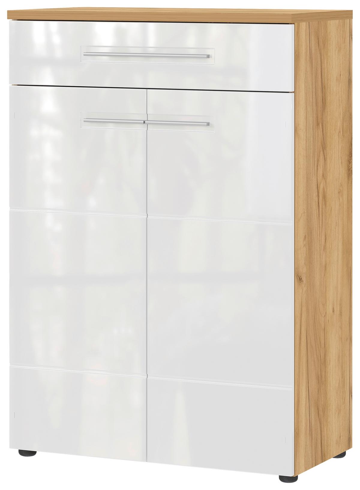 Schuhschrank Aledo Weiß B: 75 cm - Eichefarben/Weiß, MODERN, Holzwerkstoff (75/110/41cm) - Germania