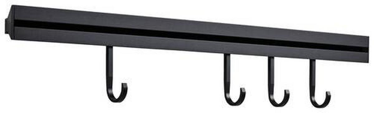 Hakenleiste Küche mit Led L: 60 cm + 4 Haken, Küchenreling - Schwarz, MODERN, Metall (60cm) - Sistant