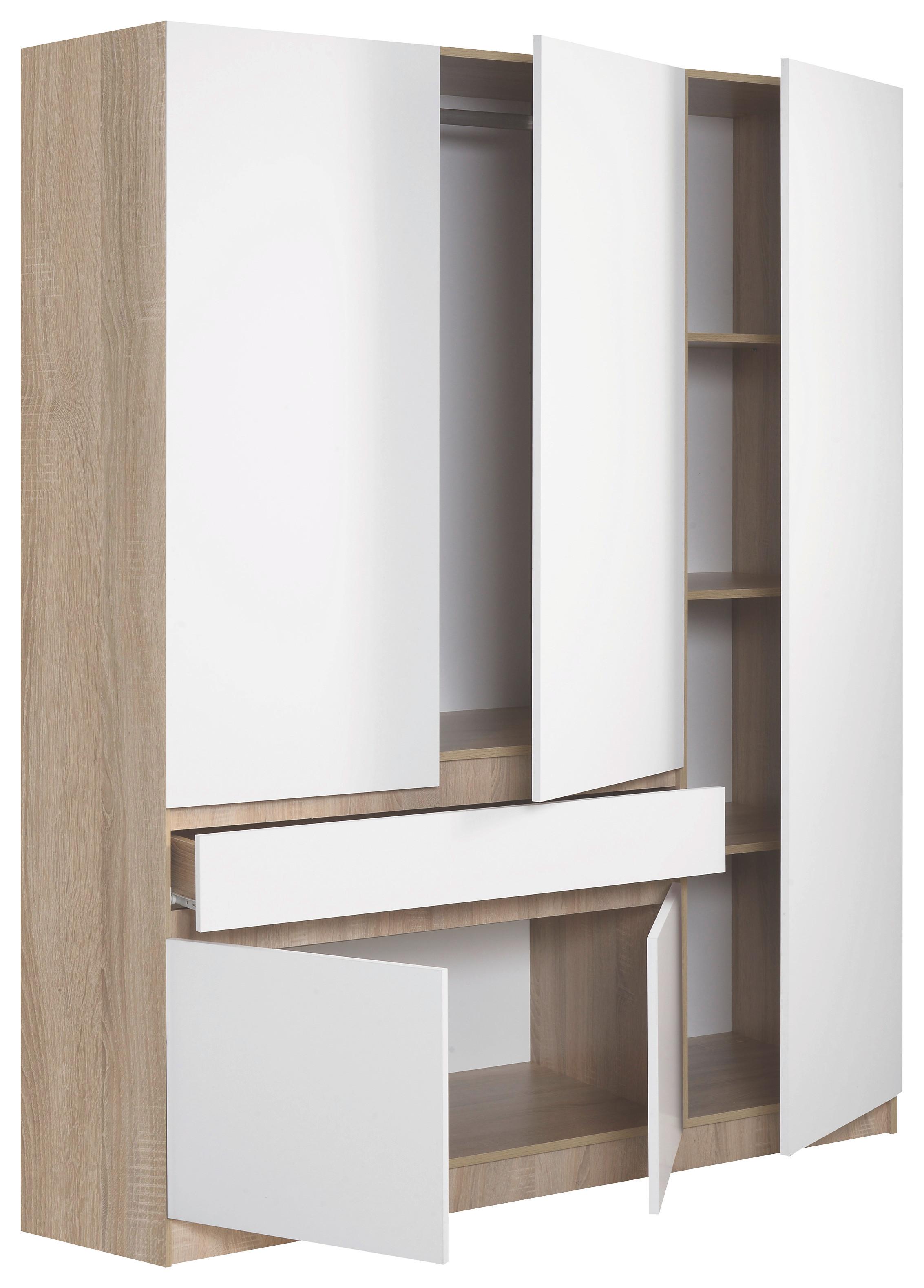 Nyílóajtós Szekrény Gen Ii 150/200 Cm - Sonoma tölgy/fehér, Basics, faalapú anyag (150/200/52cm)