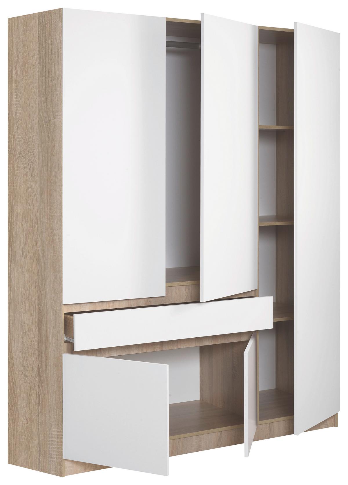 Nyílóajtós Szekrény Gen Ii 150/200 Cm - Sonoma tölgy/fehér, Basics, faalapú anyag (150/200/52cm)
