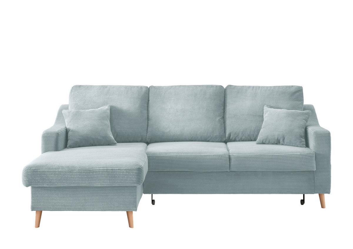 Ecksofa Valentina - Naturfarben/Hellblau, Design, Textil (150/228cm) - P & B