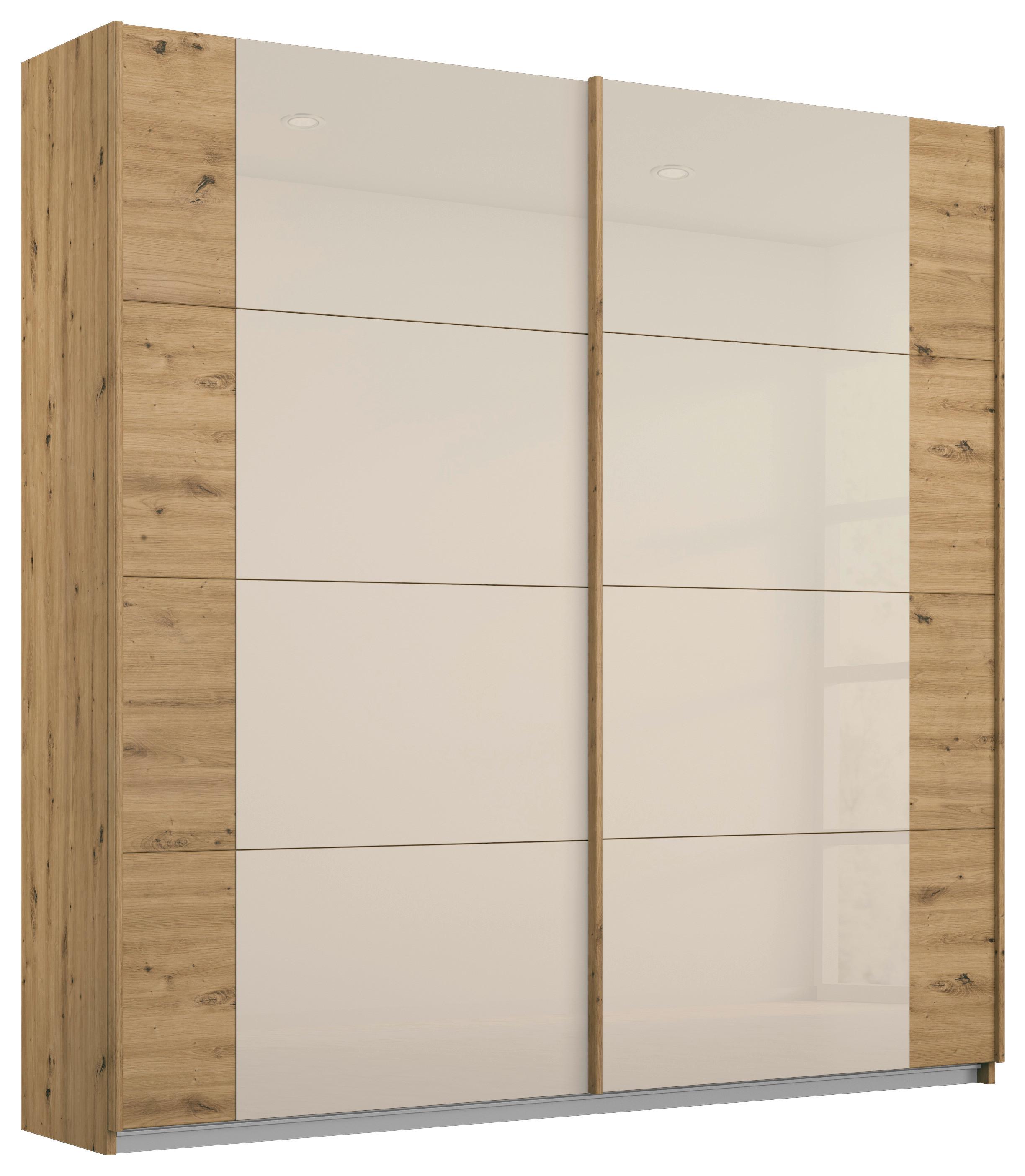 Schwebetürenschrank Artemis B: 181 cm Champagner/Eiche - Champagner/Eiche Artisan, MODERN, Glas/Holzwerkstoff (181/210/62cm) - Rauch Möbel
