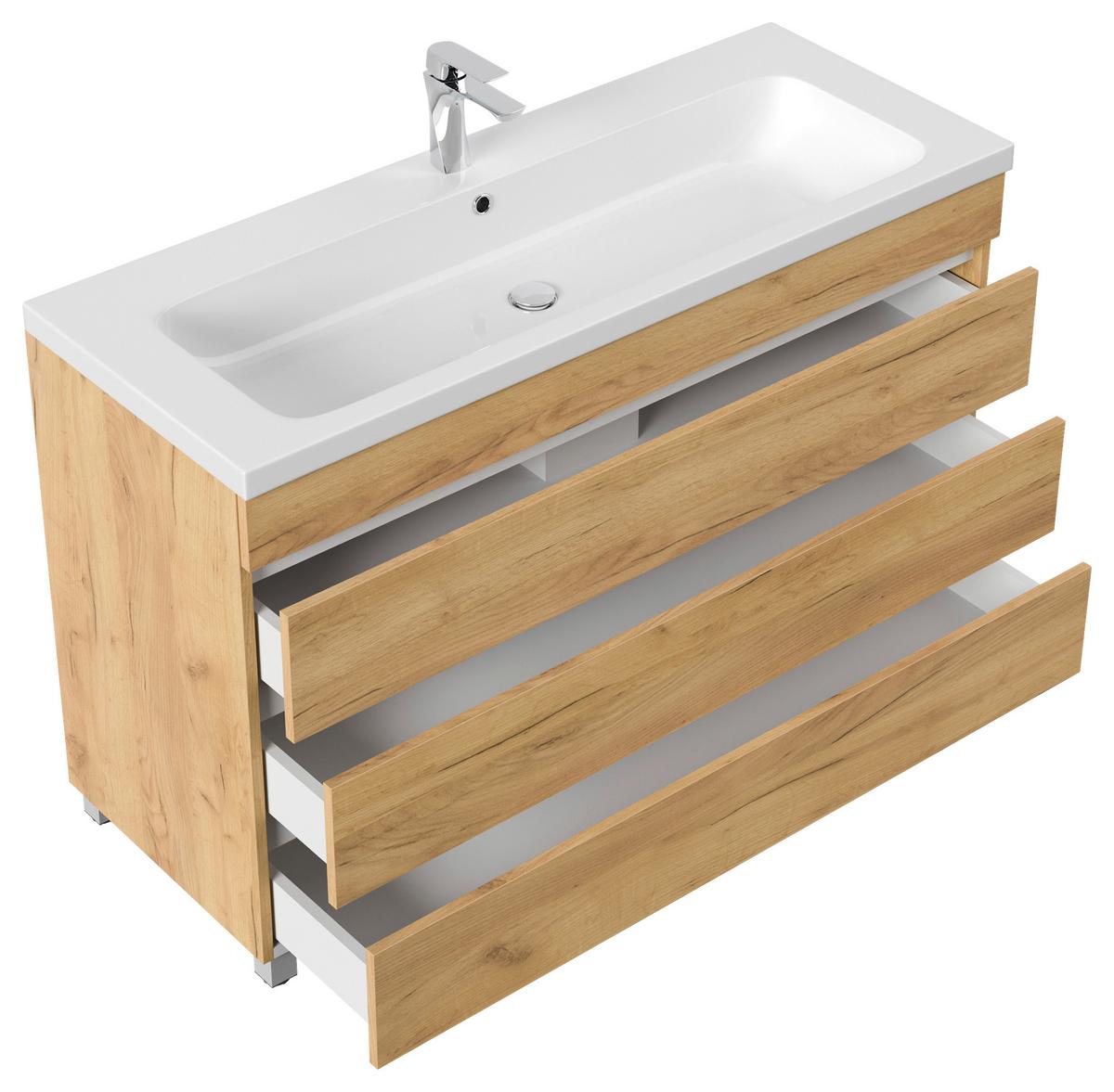 WASCHTISCHKOMBI Fellini, Eichefarben B: 120 cm - Eichefarben/Weiß, Basics, Holzwerkstoff/Stein (120cm) - MID.YOU