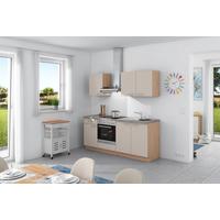 Küchenzeile Base Ohne Geräte 200 Cm Crema/eiche/beton Hell - Wildeiche/Creme, Design, Holzwerkstoff (200cm) - Express