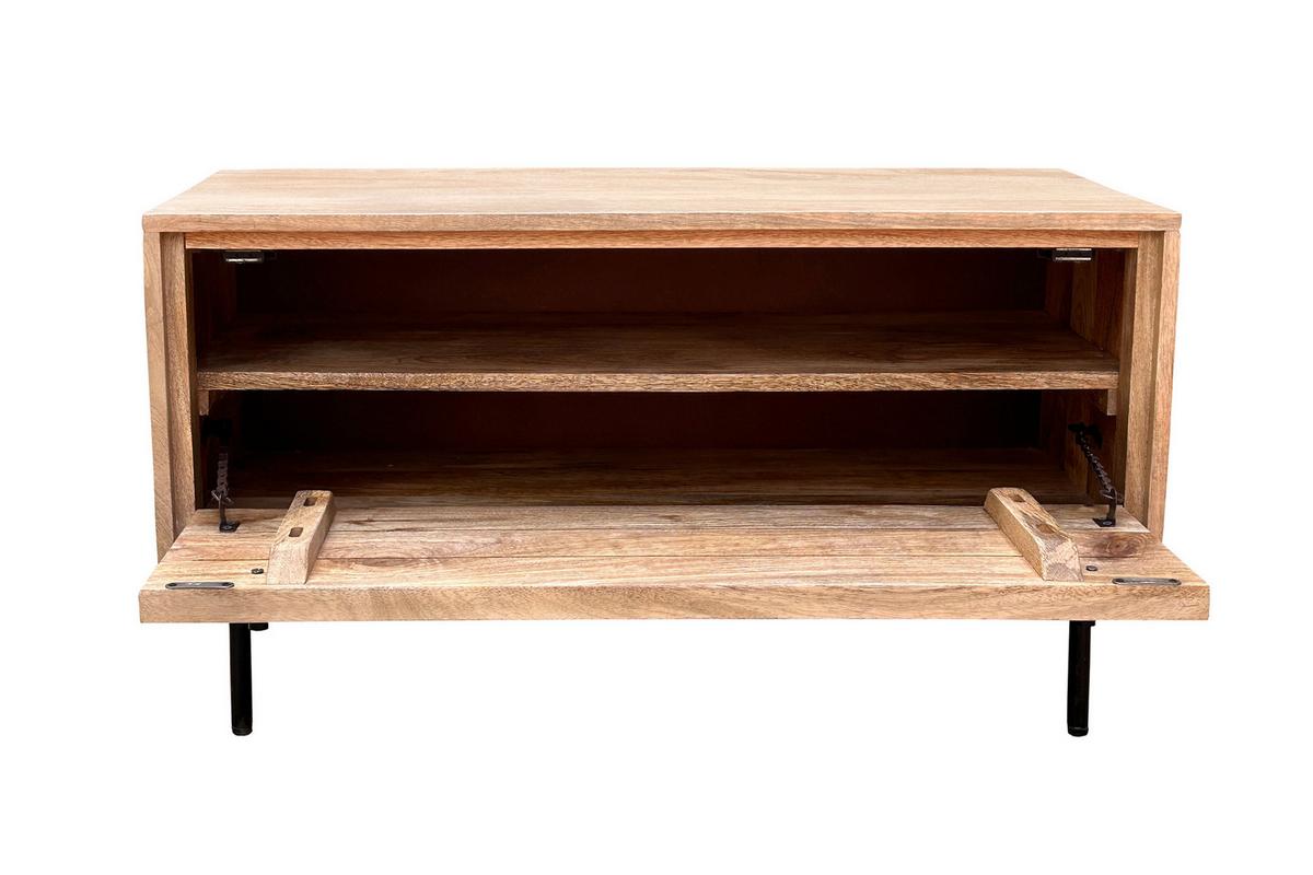 SCHUHSCHRANK Naturfarben/Schwarz B: 85cm - Schwarz/Naturfarben, Design, Holz/Metall (85/45/40cm) - MID.YOU
