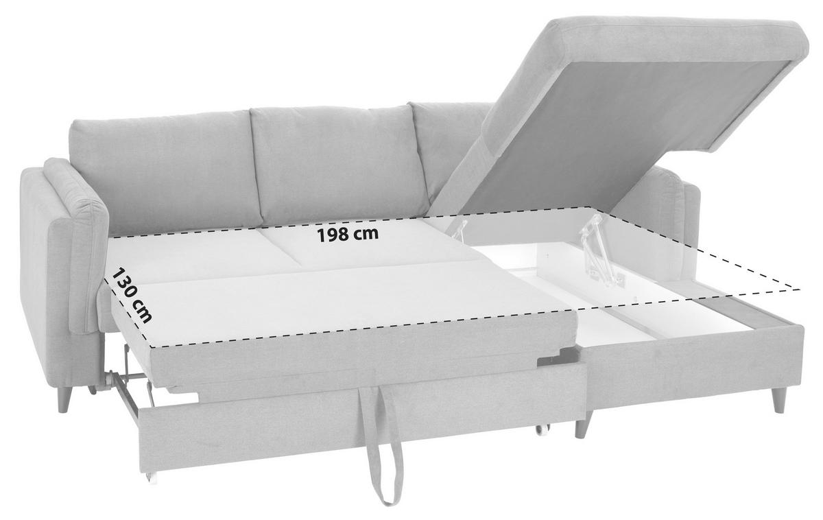 Ecksofa mit Schlaffunktion und Bettkasten Rokem Anthrazit - Taupe/Anthrazit, MODERN, Textil (232/149cm) - Ondega