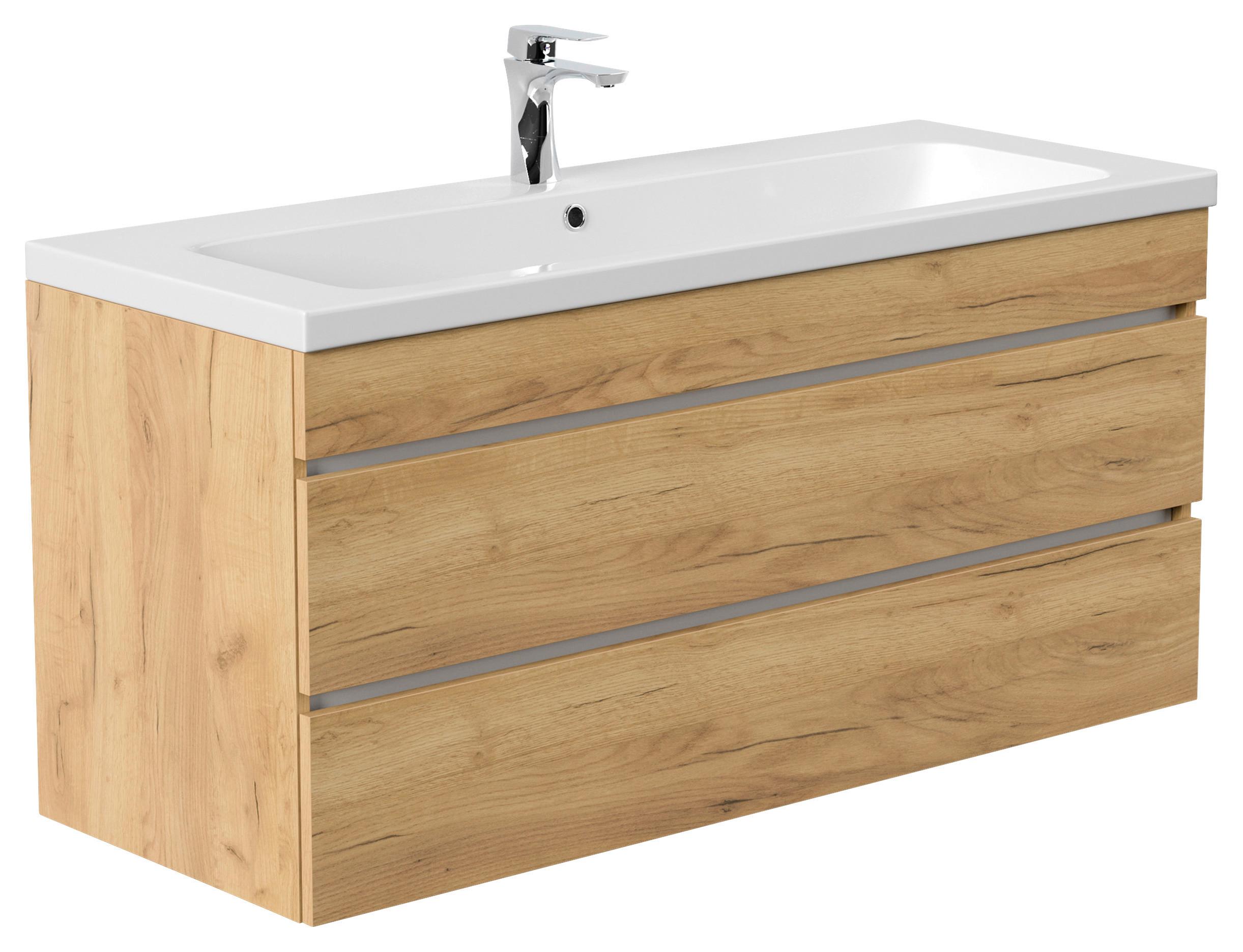 WASCHTISCHKOMBI Fellini Eichefarben B: 120cm - Eichefarben/Weiß, Basics, Holzwerkstoff/Stein (120cm) - MID.YOU